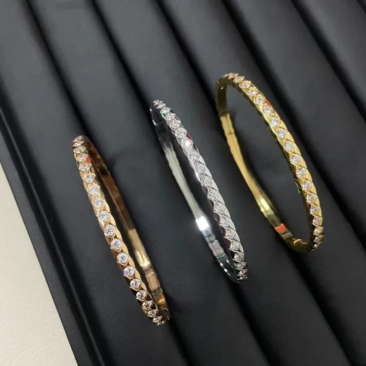 High Xiaoxiangjia rhombus full diamond thick gold plating non-fading bracelet COCO Xiaohongshu same style bracelet for women