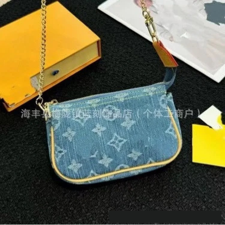 Louis Vuitton New Presbyopia Cherry Headphone Bag Denim Mini Lipstick Coin Purse Fashion Small Pendant One Piece Dropshipping