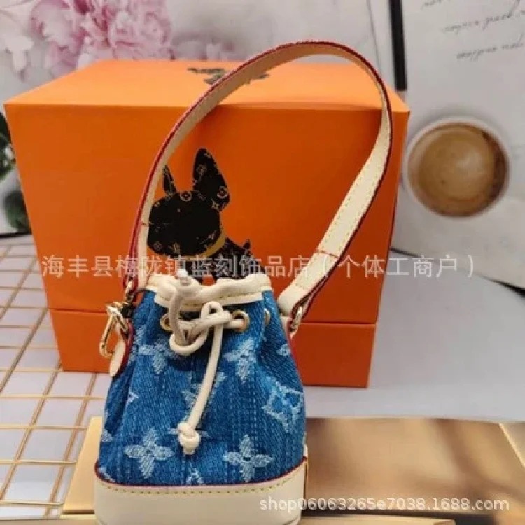 Louis Vuitton New Presbyopia Cherry Headphone Bag Denim Mini Lipstick Coin Purse Fashion Small Pendant One Piece Dropshipping