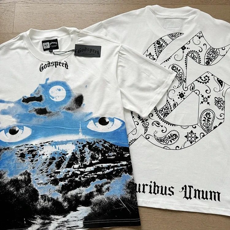 American trendy rock band retro skull print T-shirt pure cotton high street round neck loose men's and women's short sleeves image 4