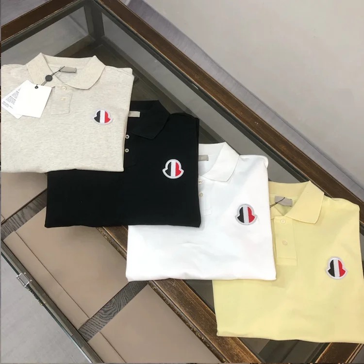 Mc pure cotton embroidered collared polo shirt