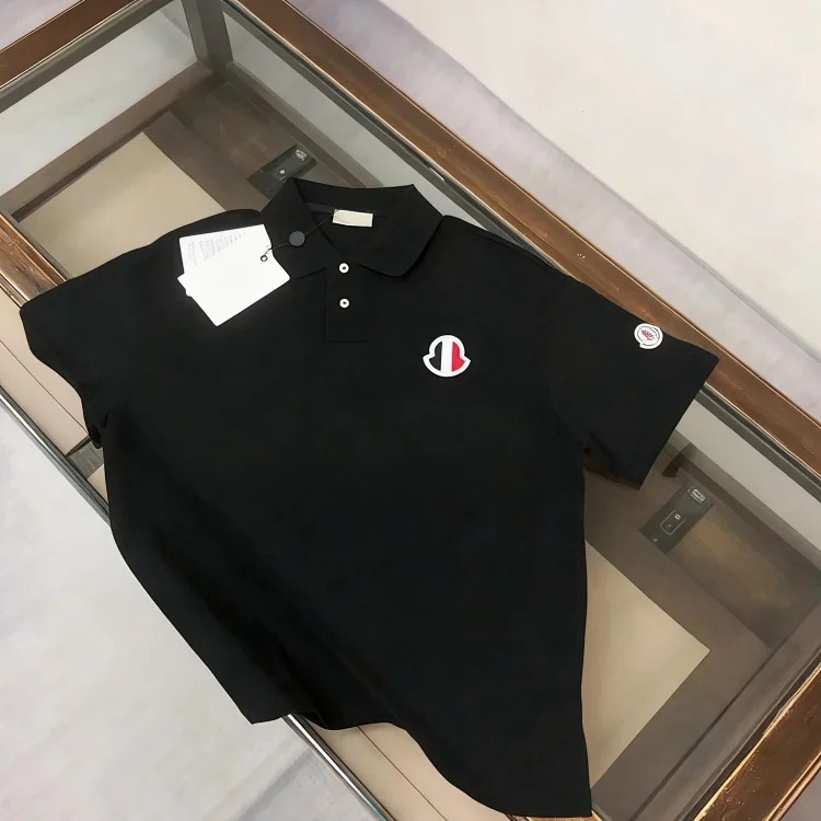 Mc pure cotton embroidered collared polo shirt