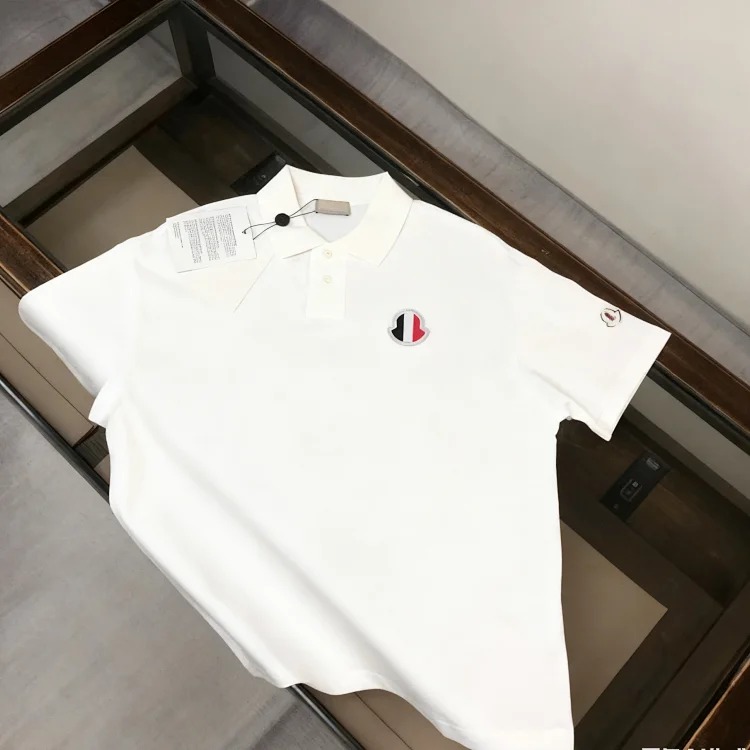 Mc pure cotton embroidered collared polo shirt