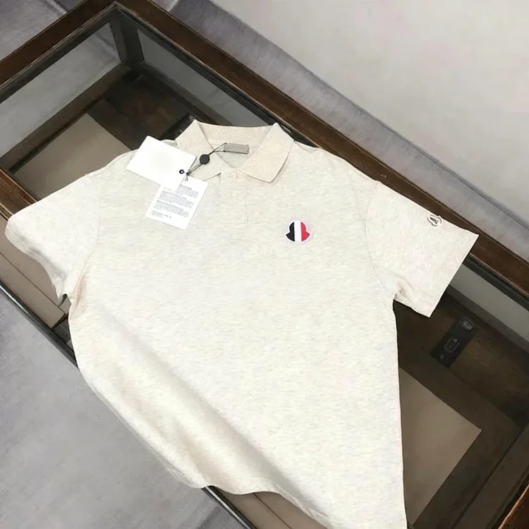 Mc pure cotton embroidered collared polo shirt