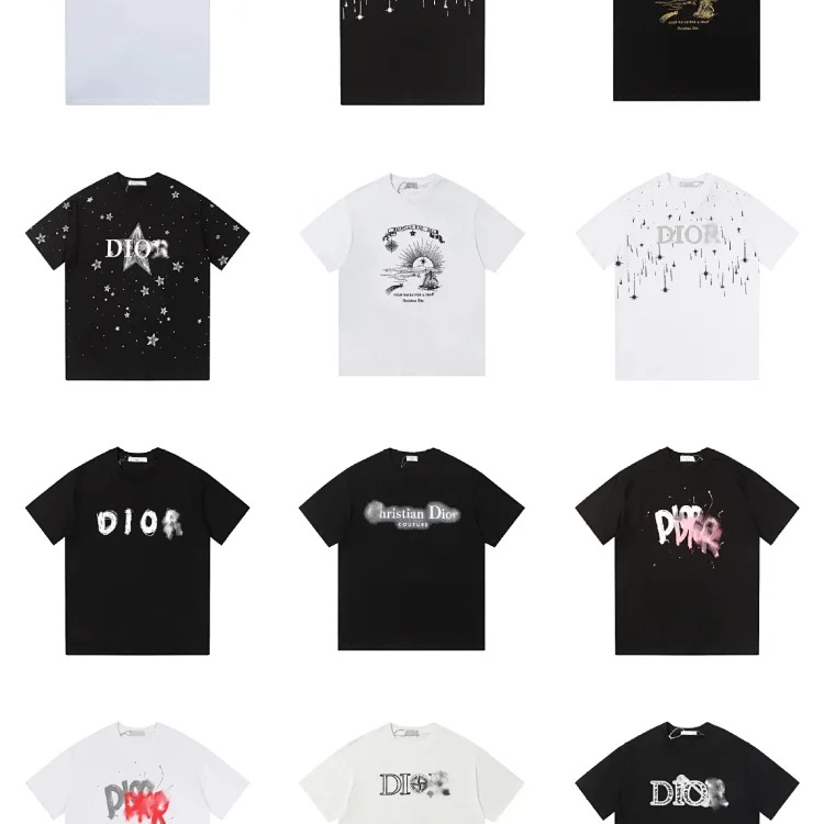 Djia spring and summer letter logo printed short-sleeved 240g double yarn fabric short-sleeved T-shirt for men and women