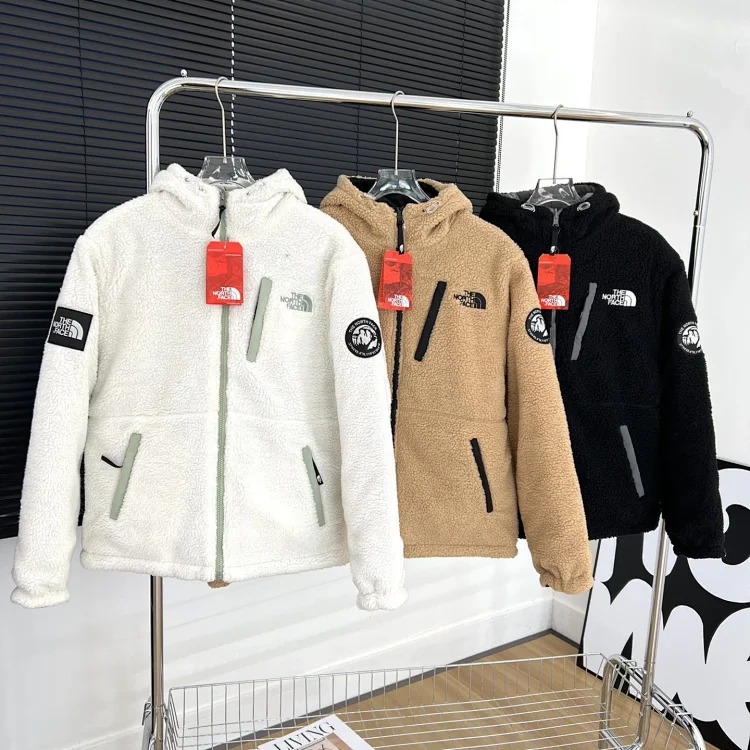 Autumn and winter polar fleece jacket reversible loose plus velvet thickened hooded cotton coat lamb plush