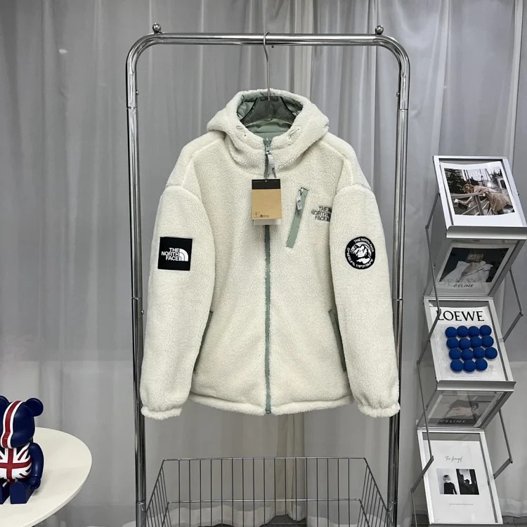 Autumn and winter polar fleece jacket reversible loose plus velvet thickened hooded cotton coat lamb plush