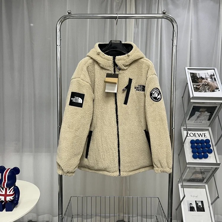 Autumn and winter polar fleece jacket reversible loose plus velvet thickened hooded cotton coat lamb plush