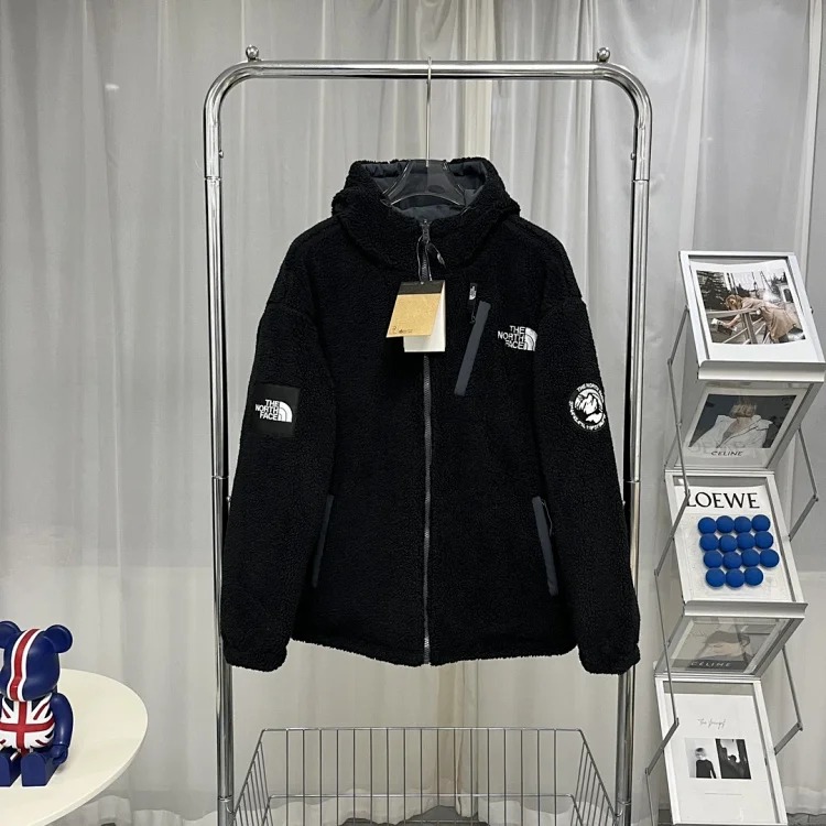 Autumn and winter polar fleece jacket reversible loose plus velvet thickened hooded cotton coat lamb plush