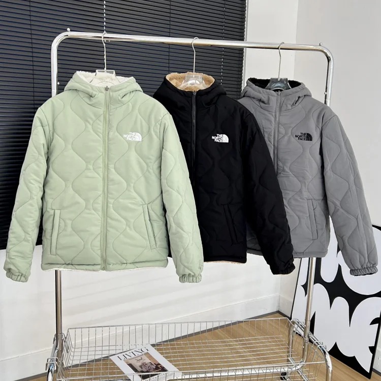 Autumn and winter polar fleece jacket reversible loose plus velvet thickened hooded cotton coat lamb plush