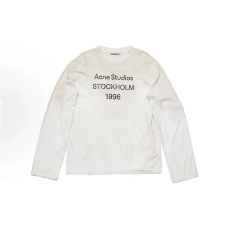 Acne Studios 1996 series letter logo distressed print round neck pullover long-sleeved T-shirt
