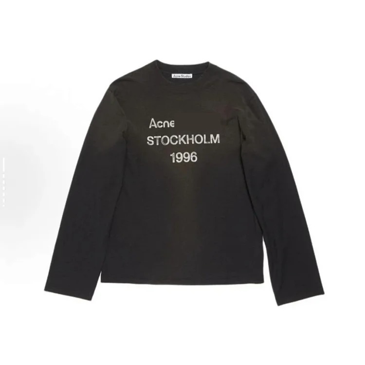 Acne Studios 1996 series letter logo distressed print round neck pullover long-sleeved T-shirt