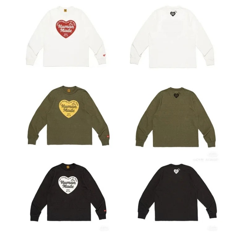 HUMAN Japanese retro love tiger head cartoon print heavy long-sleeved T-shirt