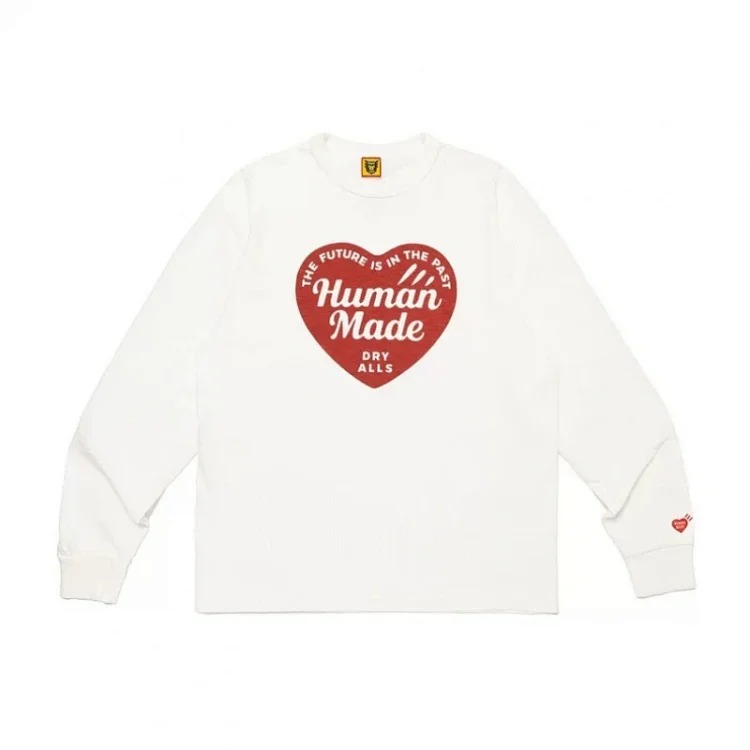HUMAN Japanese retro love tiger head cartoon print heavy long-sleeved T-shirt