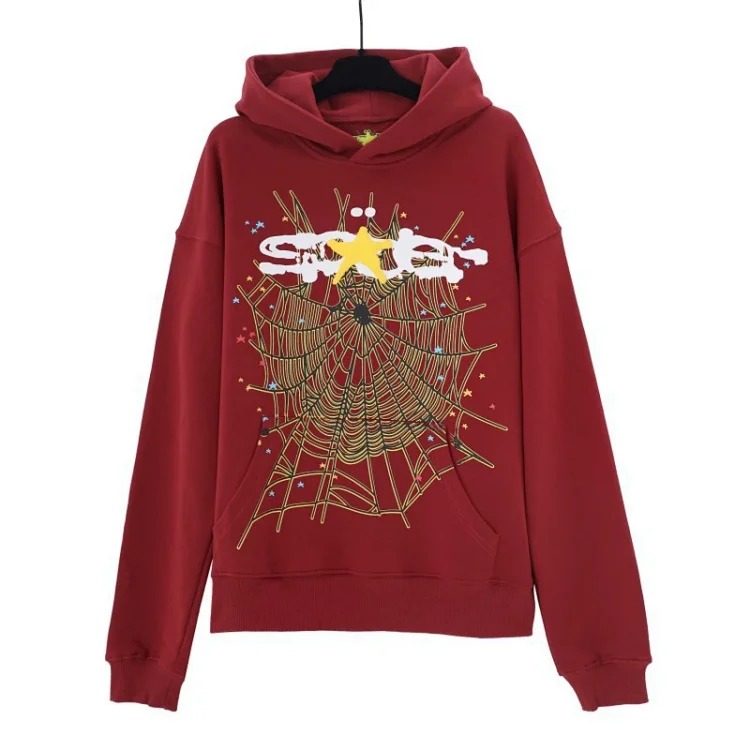 SP5der spider web three-dimensional foam casual sports sweatshirt trousers suit for men and women