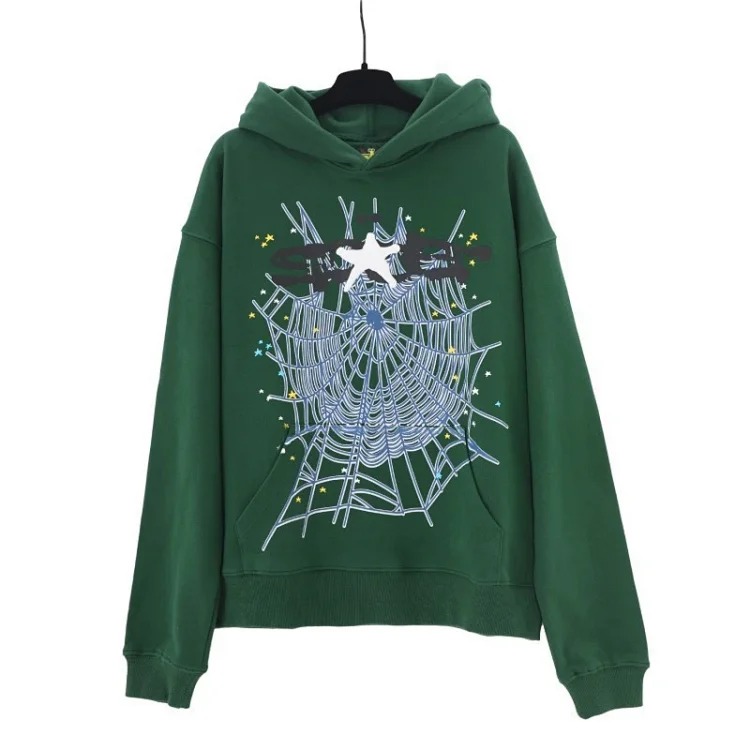 SP5der spider web three-dimensional foam casual sports sweatshirt trousers suit for men and women