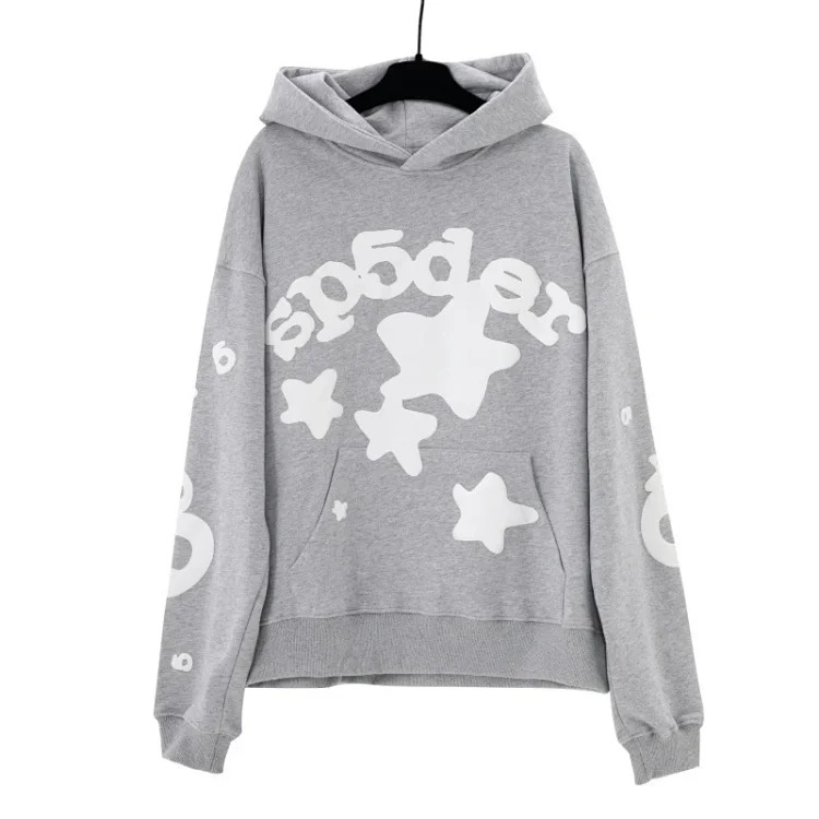 SP5der spider web three-dimensional foam casual sports sweatshirt trousers suit for men and women