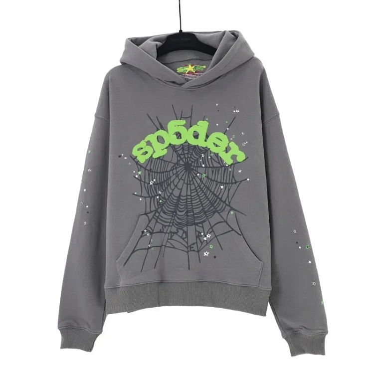 SP5der spider web three-dimensional foam casual sports sweatshirt trousers suit for men and women