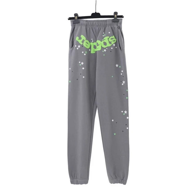 SP5der spider web three-dimensional foam casual sports sweatshirt trousers suit for men and women