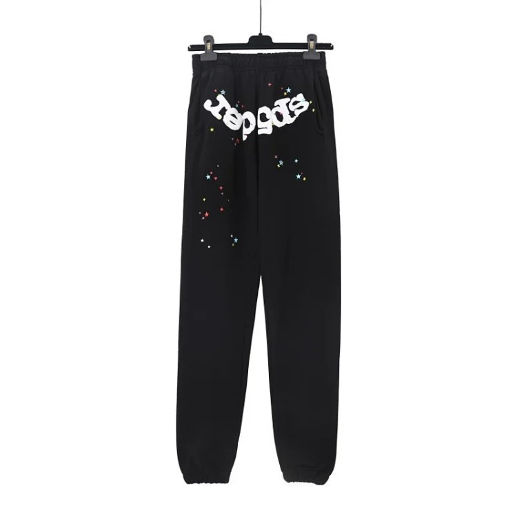 SP5der spider web three-dimensional foam casual sports sweatshirt trousers suit for men and women