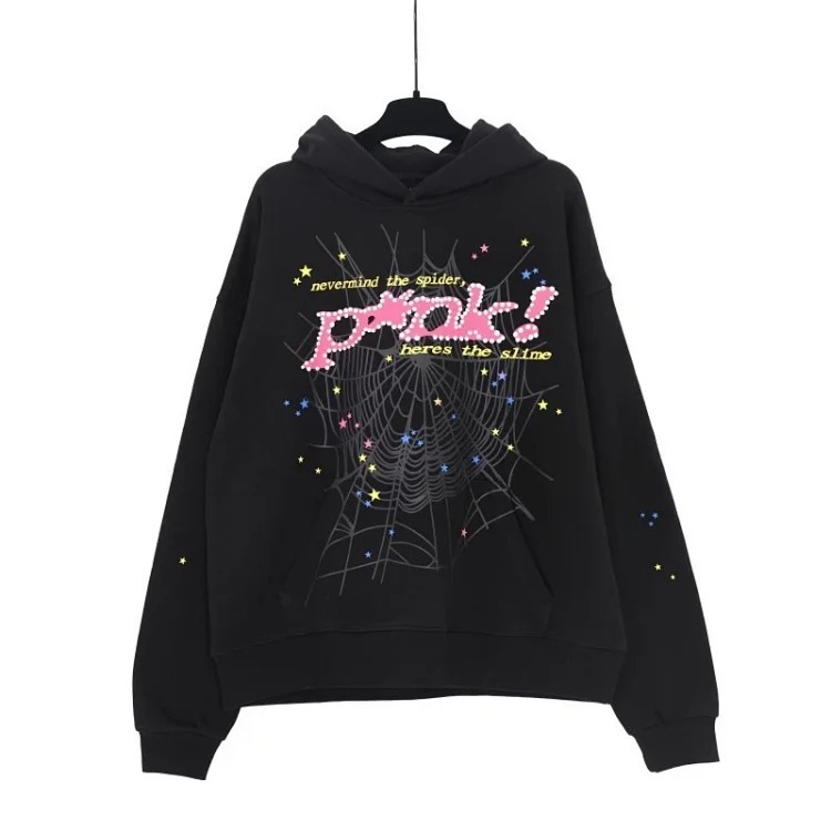 SP5der spider web three-dimensional foam casual sports sweatshirt trousers suit for men and women