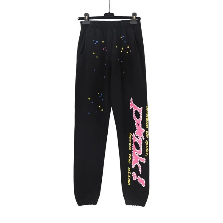 SP5der spider web three-dimensional foam casual sports sweatshirt trousers suit for men and women