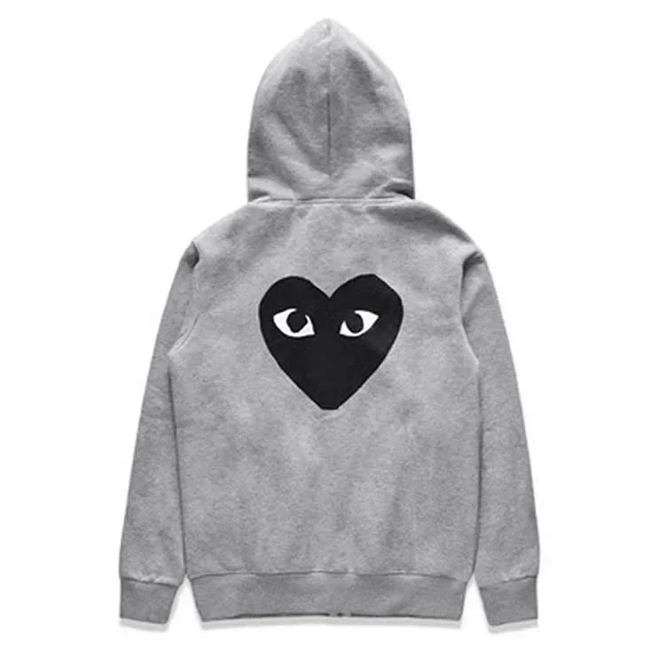 Little black heart embroidered autumn and winter long-sleeved velvet sweatshirt