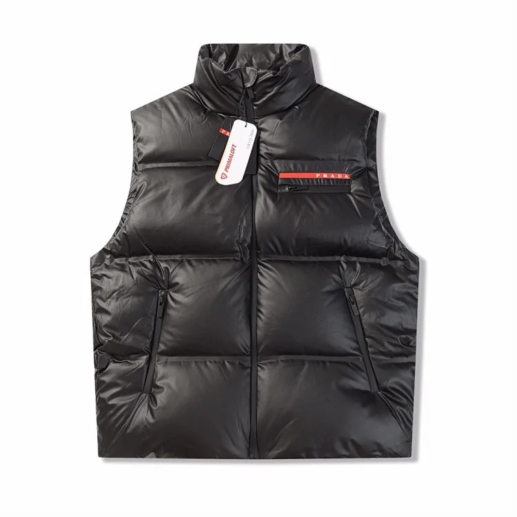Prd 23FW red silicone trim classic stand collar down vest
