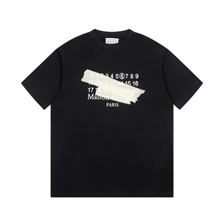 MM6 Maison Margiela Margiela MM6 calendar alphanumeric short-sleeved four-corner mark inverted embroidery T-shirt for men and women