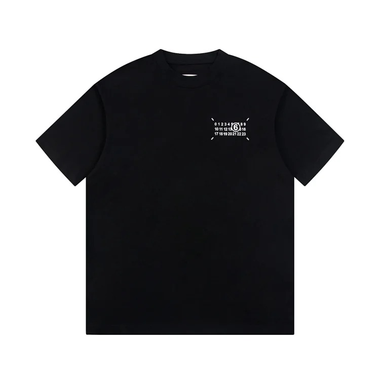MM6 Maison Margiela Margiela MM6 calendar alphanumeric short-sleeved four-corner mark inverted embroidery T-shirt for men and women
