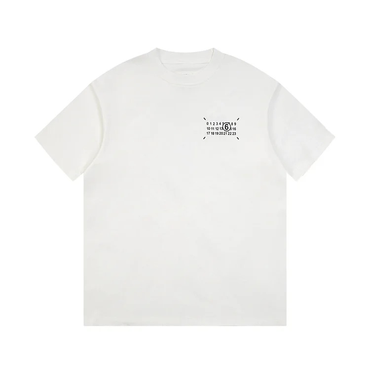 MM6 Maison Margiela Margiela MM6 calendar alphanumeric short-sleeved four-corner mark inverted embroidery T-shirt for men and women