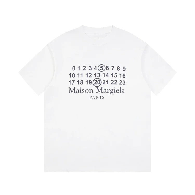 MM6 Maison Margiela Margiela MM6 calendar alphanumeric short-sleeved four-corner mark inverted embroidery T-shirt for men and women