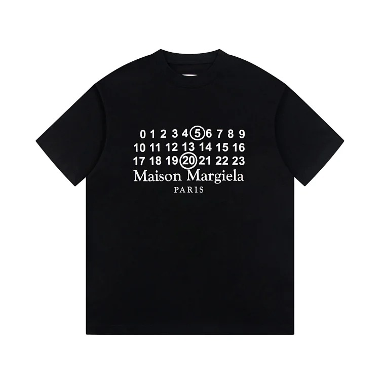 MM6 Maison Margiela Margiela MM6 calendar alphanumeric short-sleeved four-corner mark inverted embroidery T-shirt for men and women