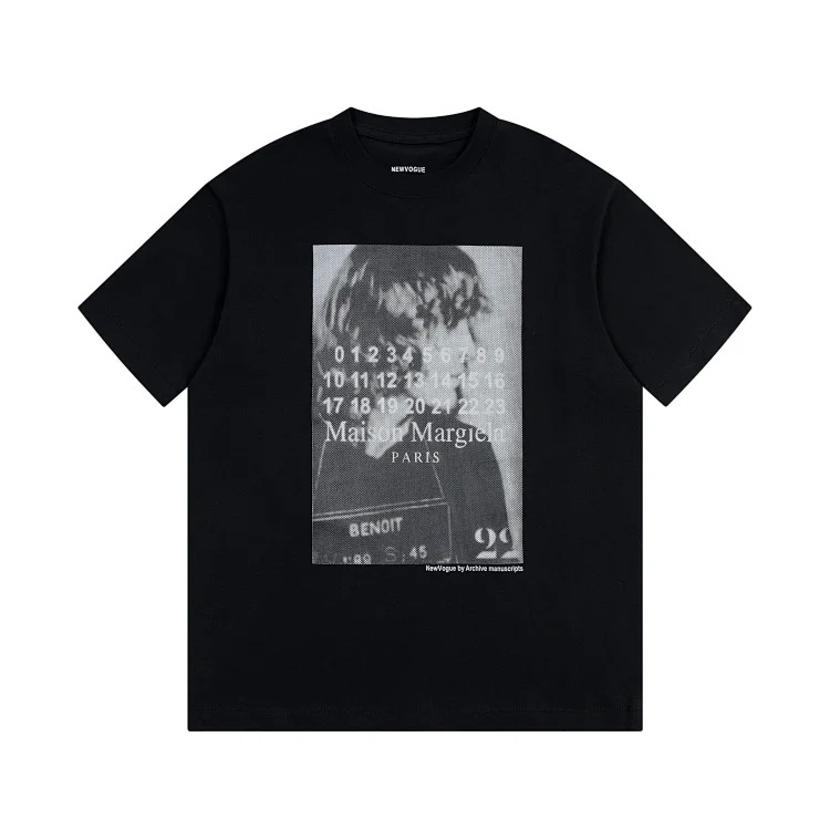 MM6 Maison Margiela Margiela MM6 calendar alphanumeric short-sleeved four-corner mark inverted embroidery T-shirt for men and women