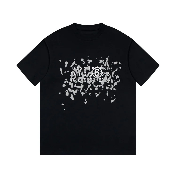MM6 Maison Margiela Margiela MM6 calendar alphanumeric short-sleeved four-corner mark inverted embroidery T-shirt for men and women