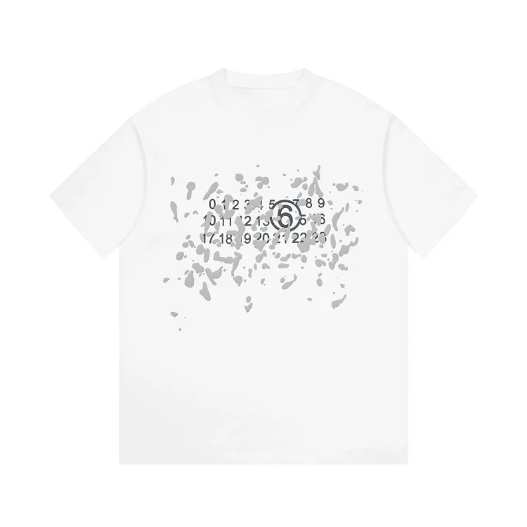 MM6 Maison Margiela Margiela MM6 calendar alphanumeric short-sleeved four-corner mark inverted embroidery T-shirt for men and women