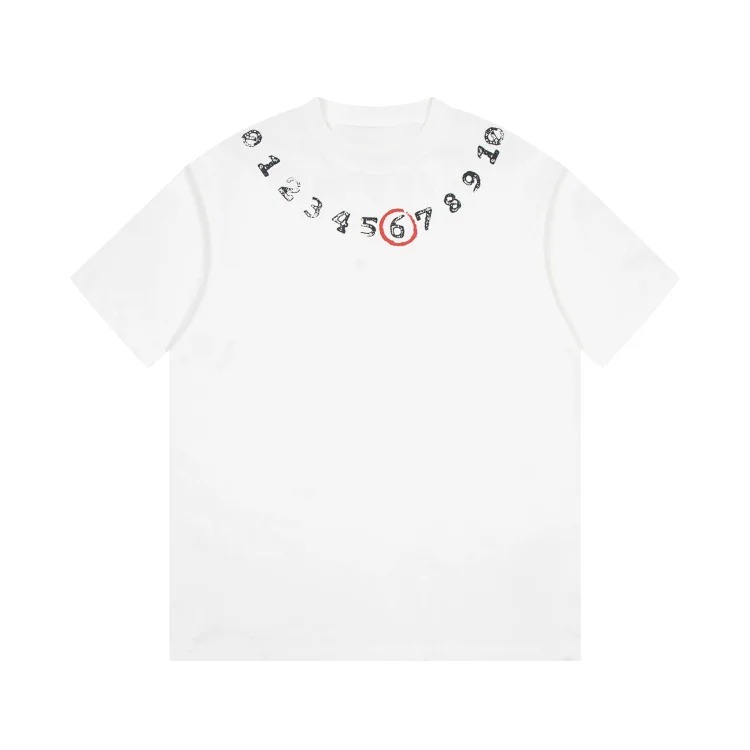 MM6 Maison Margiela Margiela MM6 calendar alphanumeric short-sleeved four-corner mark inverted embroidery T-shirt for men and women