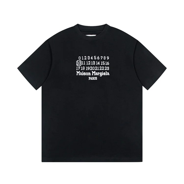 MM6 Maison Margiela Margiela MM6 calendar alphanumeric short-sleeved four-corner mark inverted embroidery T-shirt for men and women