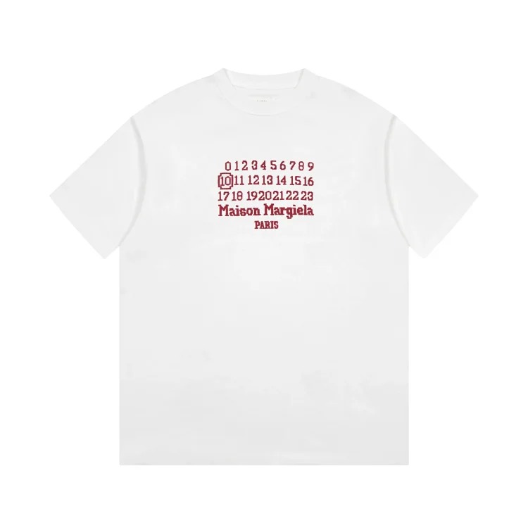 MM6 Maison Margiela Margiela MM6 calendar alphanumeric short-sleeved four-corner mark inverted embroidery T-shirt for men and women
