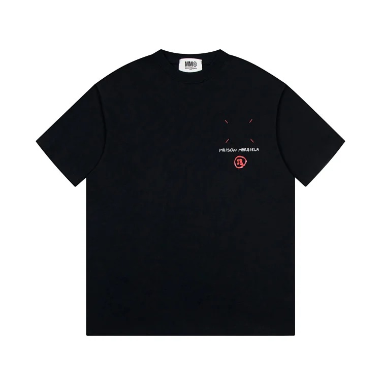 MM6 Maison Margiela Margiela MM6 calendar alphanumeric short-sleeved four-corner mark inverted embroidery T-shirt for men and women