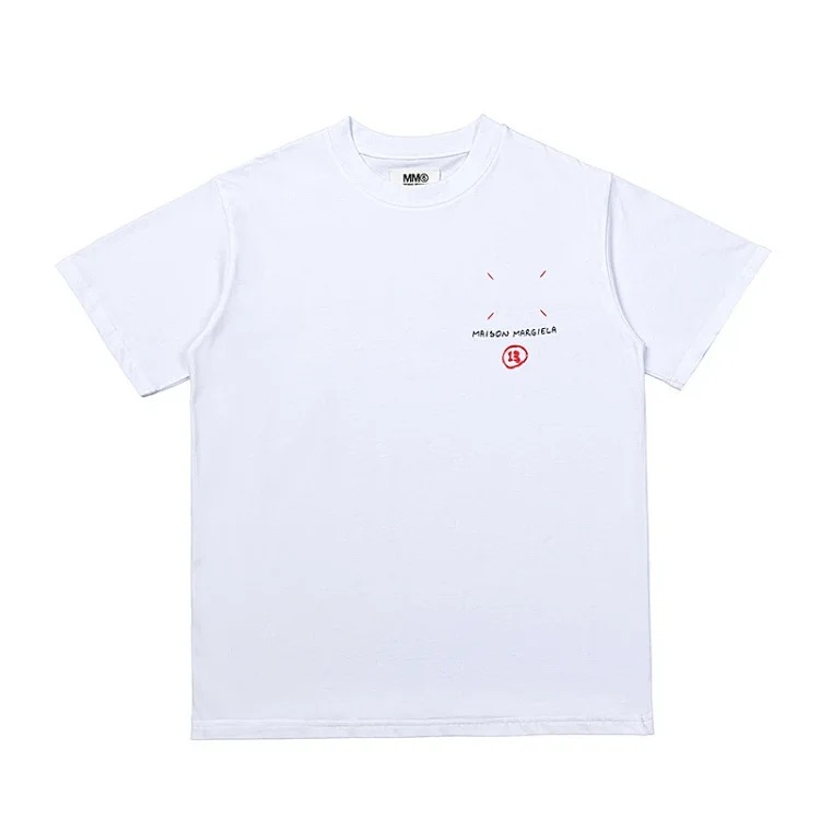 MM6 Maison Margiela Margiela MM6 calendar alphanumeric short-sleeved four-corner mark inverted embroidery T-shirt for men and women