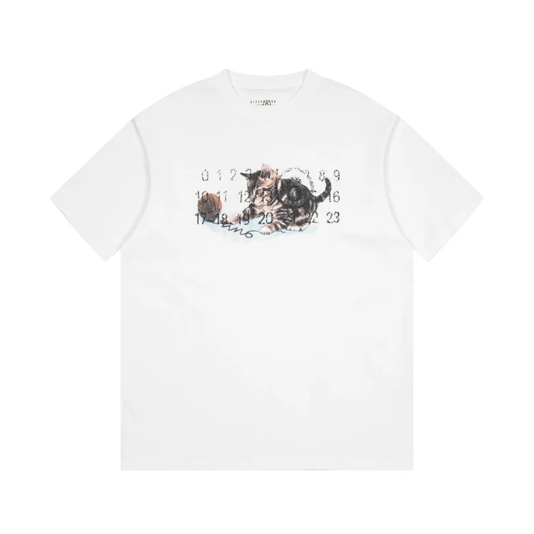 MM6 Maison Margiela Margiela MM6 calendar alphanumeric short-sleeved four-corner mark inverted embroidery T-shirt for men and women
