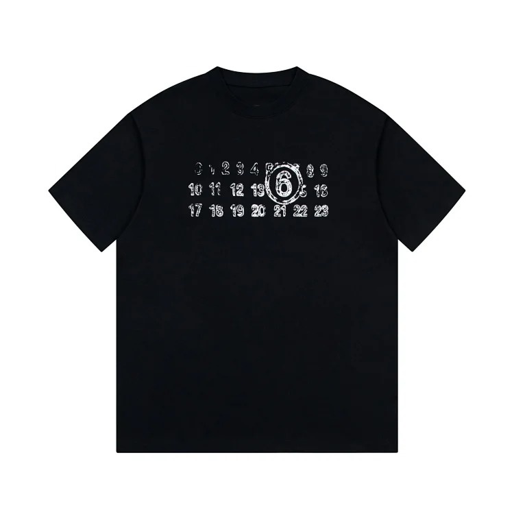 MM6 Maison Margiela Margiela MM6 calendar alphanumeric short-sleeved four-corner mark inverted embroidery T-shirt for men and women