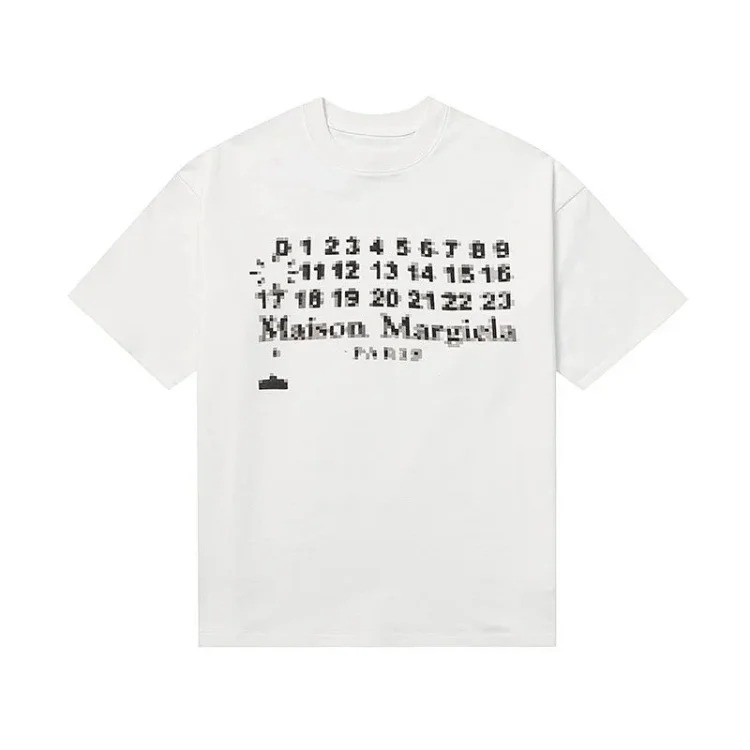 MM6 Maison Margiela Margiela MM6 calendar alphanumeric short-sleeved four-corner mark inverted embroidery T-shirt for men and women