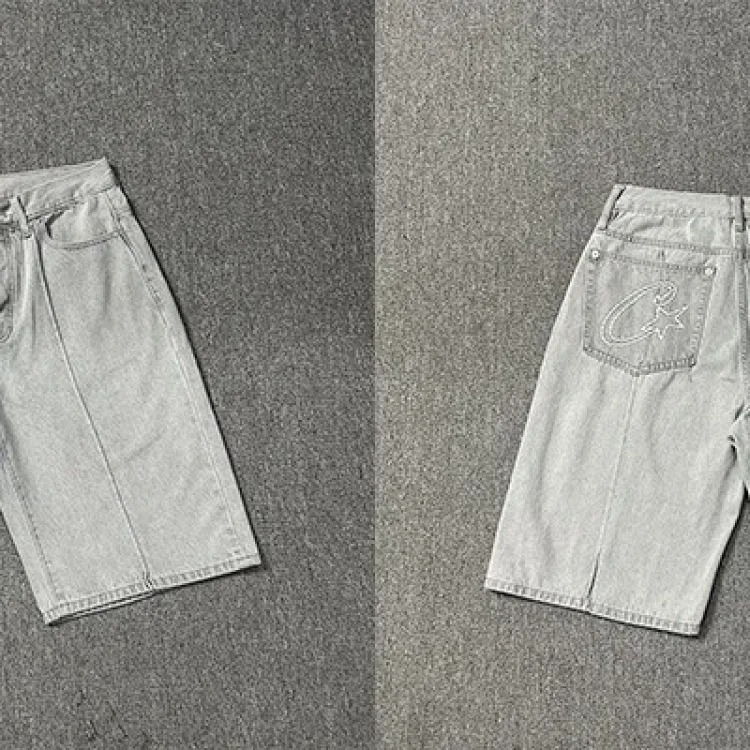 CORTEIZ heavy washed denim mid-pants men's and women's casual trousers image 3