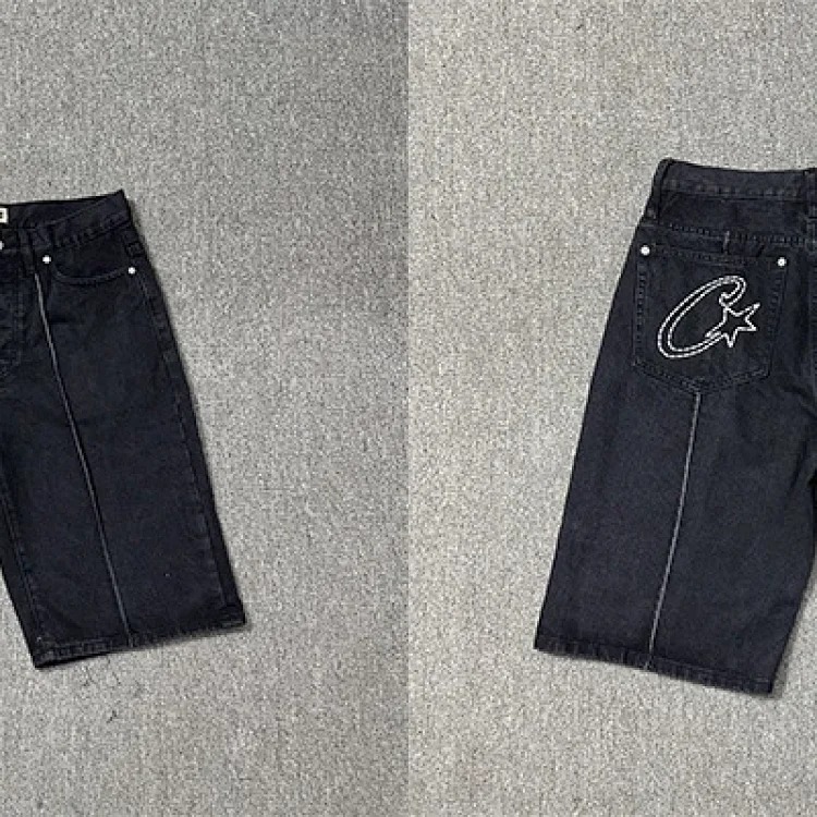 CORTEIZ heavy washed denim mid-pants men's and women's casual trousers image 4