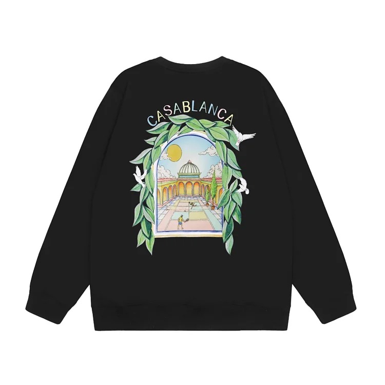 Casablanca Tennis Club round neck sweatshirt for men, autumn and winter thickened long-sleeved sweatshirt for men and women
