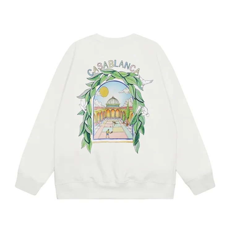 Casablanca Tennis Club round neck sweatshirt for men, autumn and winter thickened long-sleeved sweatshirt for men and women