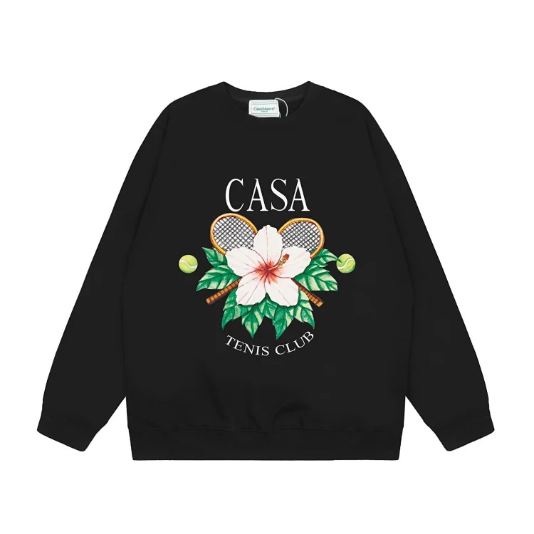 Casablanca Tennis Club round neck sweatshirt for men, autumn and winter thickened long-sleeved sweatshirt for men and women