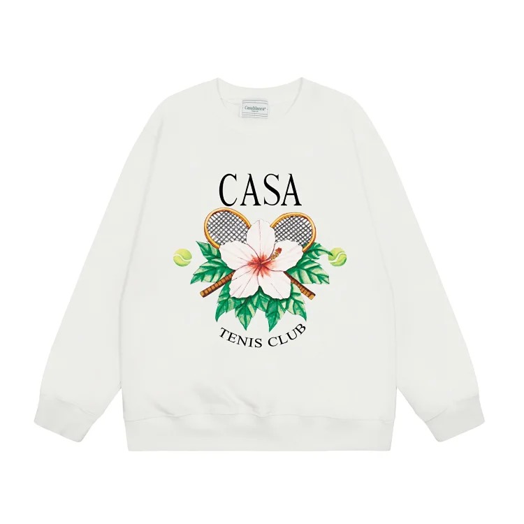 Casablanca Tennis Club round neck sweatshirt for men, autumn and winter thickened long-sleeved sweatshirt for men and women